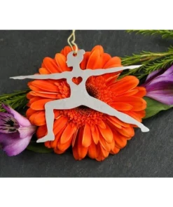 Iron Maid Art Yoga Warrior Two Pose Metal Holiday Gift Christmas Ornament