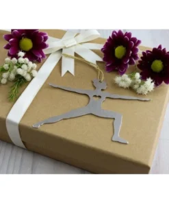 Iron Maid Art Yoga Warrior Two Pose Metal Holiday Gift Christmas Ornament