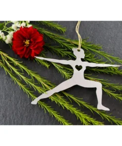 Iron Maid Art Yoga Warrior Two Pose Metal Holiday Gift Christmas Ornament