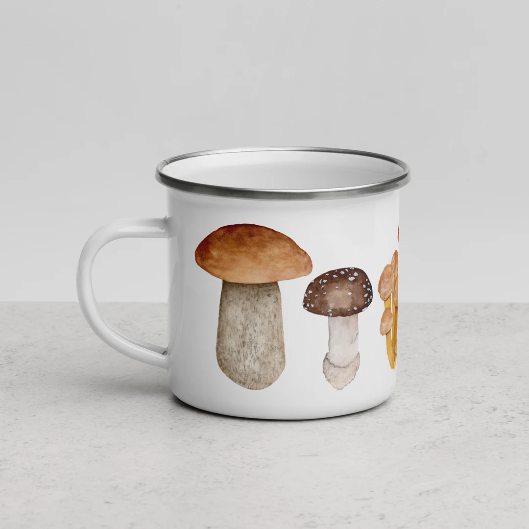 Butterfly & Toadstool Camping Gear Mushroom Enamel Camp Mug