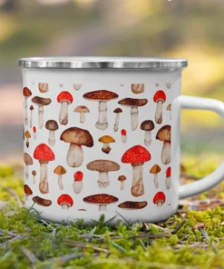 Butterfly & Toadstool Toadstool Mushroom Enamel Camp Mug Camping Gear