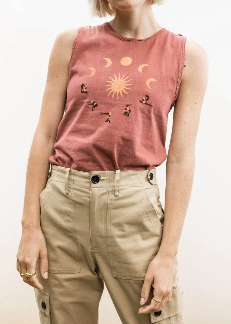 Wondery. Green Yoga Moon Poses Tank